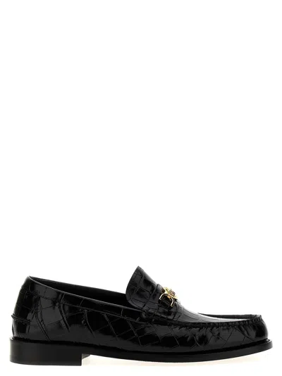 Versace Crocodile-embossed Leather Loafer In Black