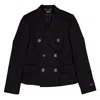 Versace Crop Double-breasted Wool Blazer In Black