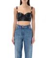 Versace Women's Leather Crop Top In Black