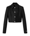 Versace Women Informal Sculptural Wool Silk Jacket In Black