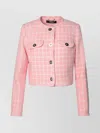Versace Cropped Checkered Wool Blend Jacket