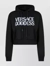 Versace Cropped Cotton Hoodie With Ribbed Finish