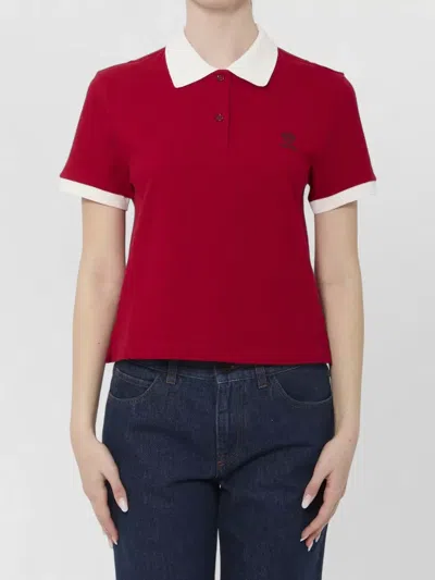 Versace Cropped Cotton Piqué Polo Shirt In Red