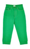 Versace Cropped Denim Capri Pants In Green