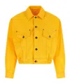 Versace Oversized Blouson Denim Jacket In Yellow