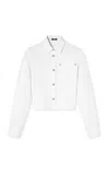 Versace Denim Crop Boxy Shirt In White