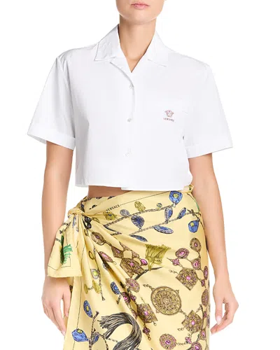 Versace Cropped Embroidered Shirt In Multi