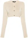 Versace Barocco Texture Cropped Cardigan In Neutrals