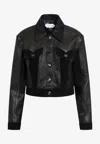 Versace Structured Leather Jacket With Suede Inserts In Black