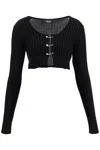 Versace Ribbed-knit Cardigan In Black