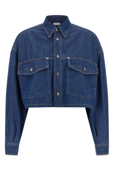 Versace Cropped Shirt In Blue