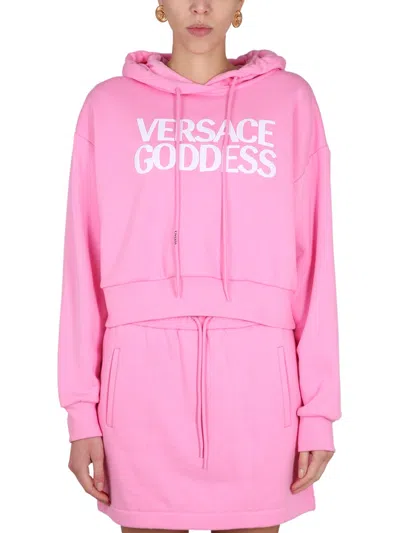 Versace Cropped Sweatshirt In Pink