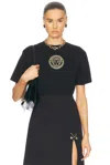 Versace Cropped "medusa" T-shirt In Nero & Oro
