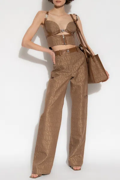 Versace Cropped Tank Top In Beige