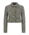 Versace Wool Boucle Jacket Contrast Buttons Cropped In Multi