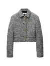Versace Wool Boucle Jacket Contrast Buttons Cropped In Gray