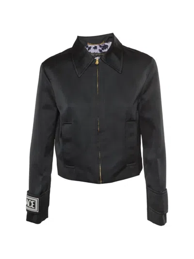 Pre-owned Versace Cropped Zip-up Jacket In Black