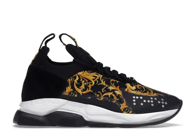 Pre-owned Versace Cross Chainer Baroque Print (women's) Sneakers In Black/white