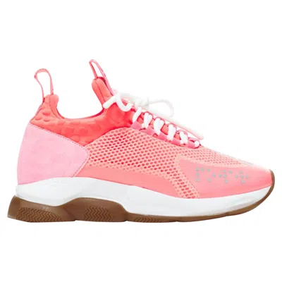 Versace Cross Chainer Fluorescent Neon Mesh Low Top Sneaker In Pink