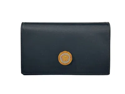 Versace Crossbody Chain Strap Wallet In Black