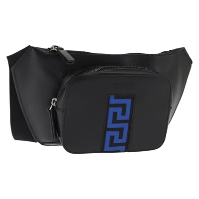 Pre-owned Versace Crossbody Pouch Studded Leather Black Leather Clutche & Pouche Bag ()