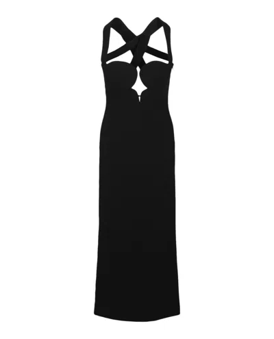 Versace Crossed Sleeveless Cocktail Dress In Black