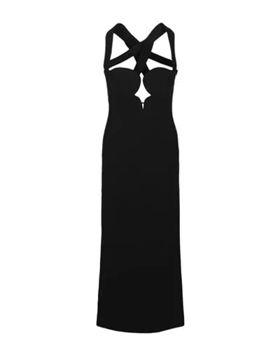 Versace Crossed Sleeveless Cocktail Dress Woman Midi Dress Black Size 2 Viscose, Elastane