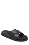 Versace Logo-lettering Leather Slides In Black