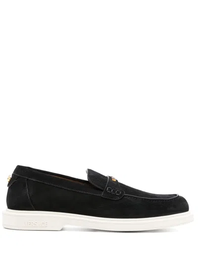 Versace Crosta Loafers In Black
