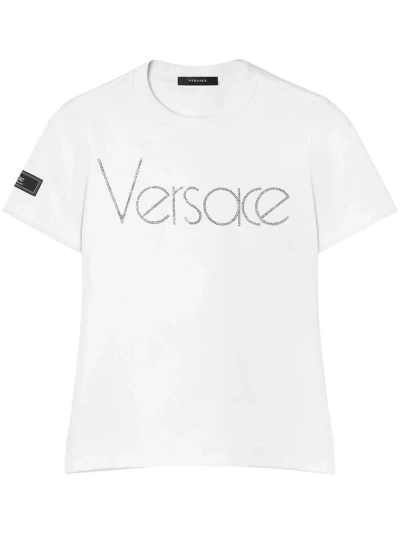 Versace Crystal 1978 Logo T-shirt In White