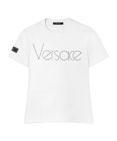 VERSACE VERSACE LOGO-EMBELLISHED CREWNECK T-SHIRT