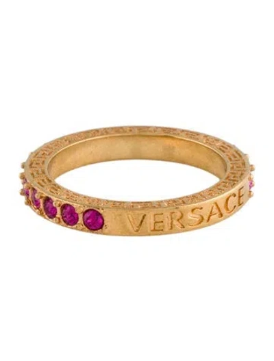 Pre-owned Versace Crystal Band Ring In Multi