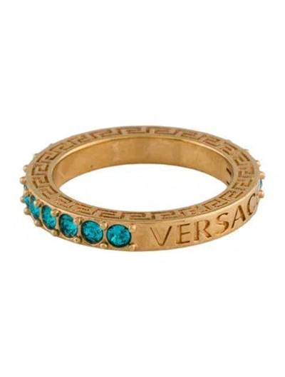 Pre-owned Versace Crystal Band Ring In Multi