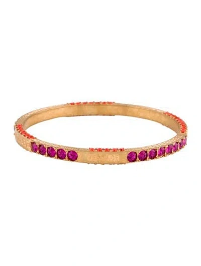 Pre-owned Versace Crystal Bangle Bracelet, 8" In Multi