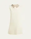 Versace Embellished-collar Sleeveless Mini Dress In Neutral