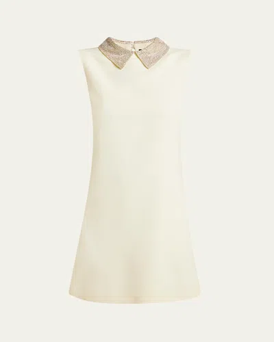 Versace Crystal-collar Envers Satin Mini Dress In Neutral