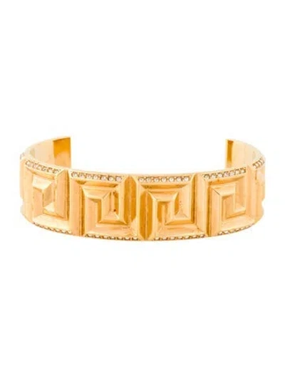 Pre-owned Versace Crystal Cuff Bracelets, 6.25" In Multi