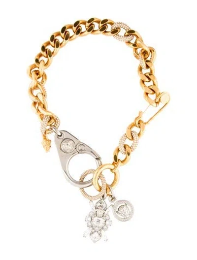 Pre-owned Versace Crystal Curb Chain Necklace, 18.5" In Transparent