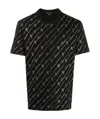Versace Crystal Decorated Logo Inlaid T-shirt In Black