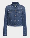Versace Shimmering-appliques Denim Jacket In Medium Blue