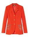 Versace Crystal-embellished Blazer In Red