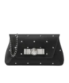 Versace Crystal-embellished Clutch Bag In Black
