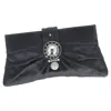 Versace Crystal-embellished Clutch In Black Satin In Black