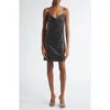 Versace Crystal Embellished Cowl Neck Cocktail Dress In Black
