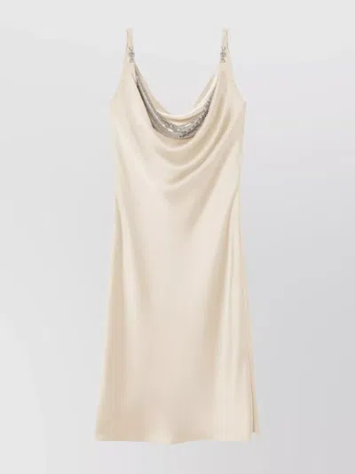 Versace Metal Mesh Slip Midi Dress In Beige
