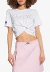 Versace Crystal-embellished Cropped T-shirt In White