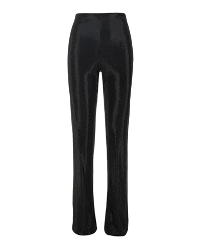 Versace Crystal Embellished Flare Pants In Black