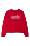 Versace Logo-embellished Sweatshirt In Lipstick Red Crystal
