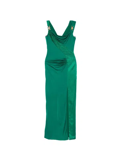 Versace Crystal-embellished Maxi Dress In Green