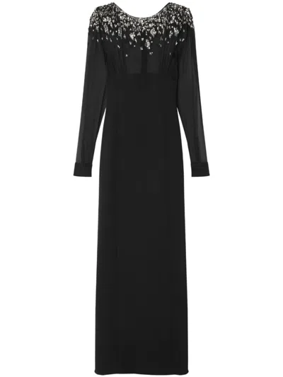Versace Crystal-embellished Maxi Dress In Black